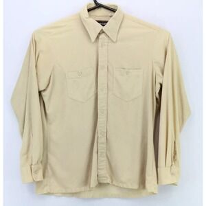 Geoffrey Scott Vintage Mens Button Up Long Sleeve Collared Shirt Size XL‎ Beige